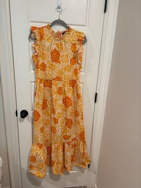 Donna Morgan Yellow and Orange Floral Maxi Dress